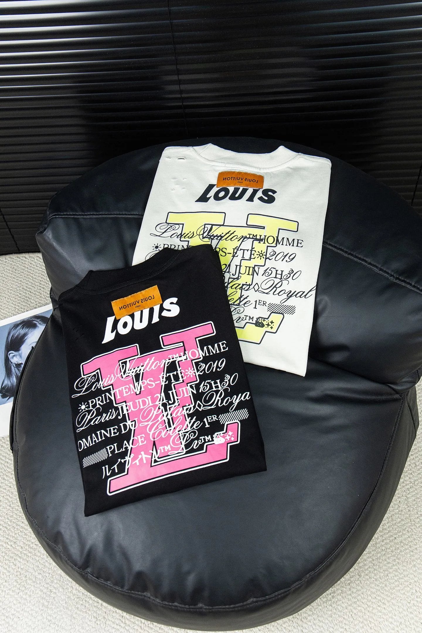 Louis Vuitton LV T-shirt Back with Distressed Letter Print logo round Neck Short Sleeve25ss New Pure Cotton Unisex Style T T-shirt OS Loose Fit Base Shirt Half Sleeve T-Shirt Top Half Sleeve