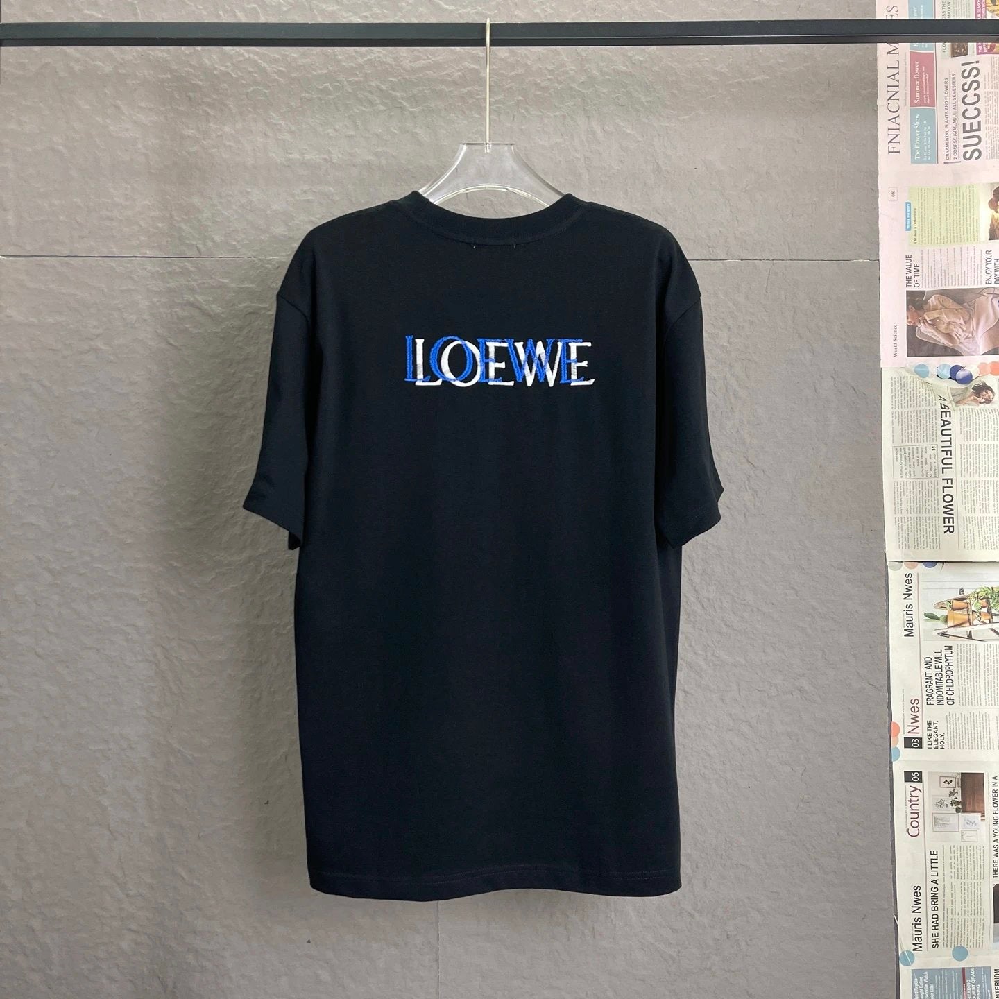 LOEWE T-shirt Back Color-Block Ghost Letter Print logo round Neck Short Sleeve25ss New Pure Cotton Unisex Style T T-shirt OS Loose Fit Base Shirt Half Sleeve T-Shirt Top Half Sleeve