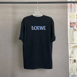 LOEWE T-shirt Back Color-Block Ghost Letter Print logo round Neck Short Sleeve25ss New Pure Cotton Unisex Style T T-shirt OS Loose Fit Base Shirt Half Sleeve T-Shirt Top Half Sleeve