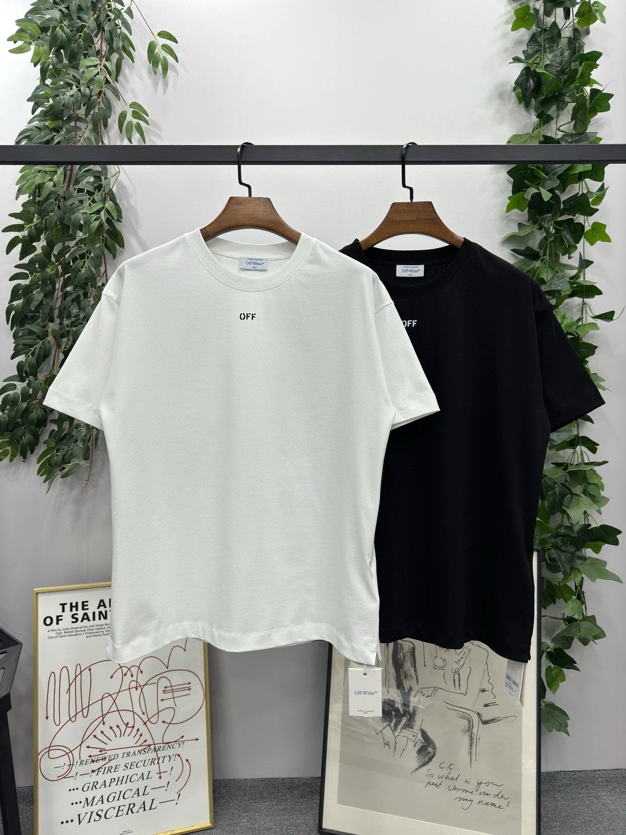 OFF-White T-shirt Top Version Counter Same Style Cotton Short Sleeve T T-shirt Men's and Women's Loose Summer Base Casual Half Sleeve