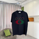 Gucci T-shirt Double-breasted G Letter Printing logo round Neck Short Sleeve25ss New pure cotton T Unisex T-Shirt OS Drop Shoulder Loose Fit Base Shirt Top T-Shirt Short Sleeve