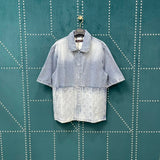 Louis Vuitton LV Shirt 3D Embossed Embossing logo Saga Turn-down Collar Short Sleeve Shirt Versatile Casual Business Unisex Slim Fit Jacket