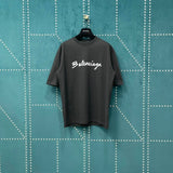 Balenciaga T-shirt Chest Signature Letter Print logo round Neck Short Sleeve25ss New Pure Cotton Unisex Style T T-shirt OS Loose Fit Base Shirt Top Half Sleeve T-Shirt