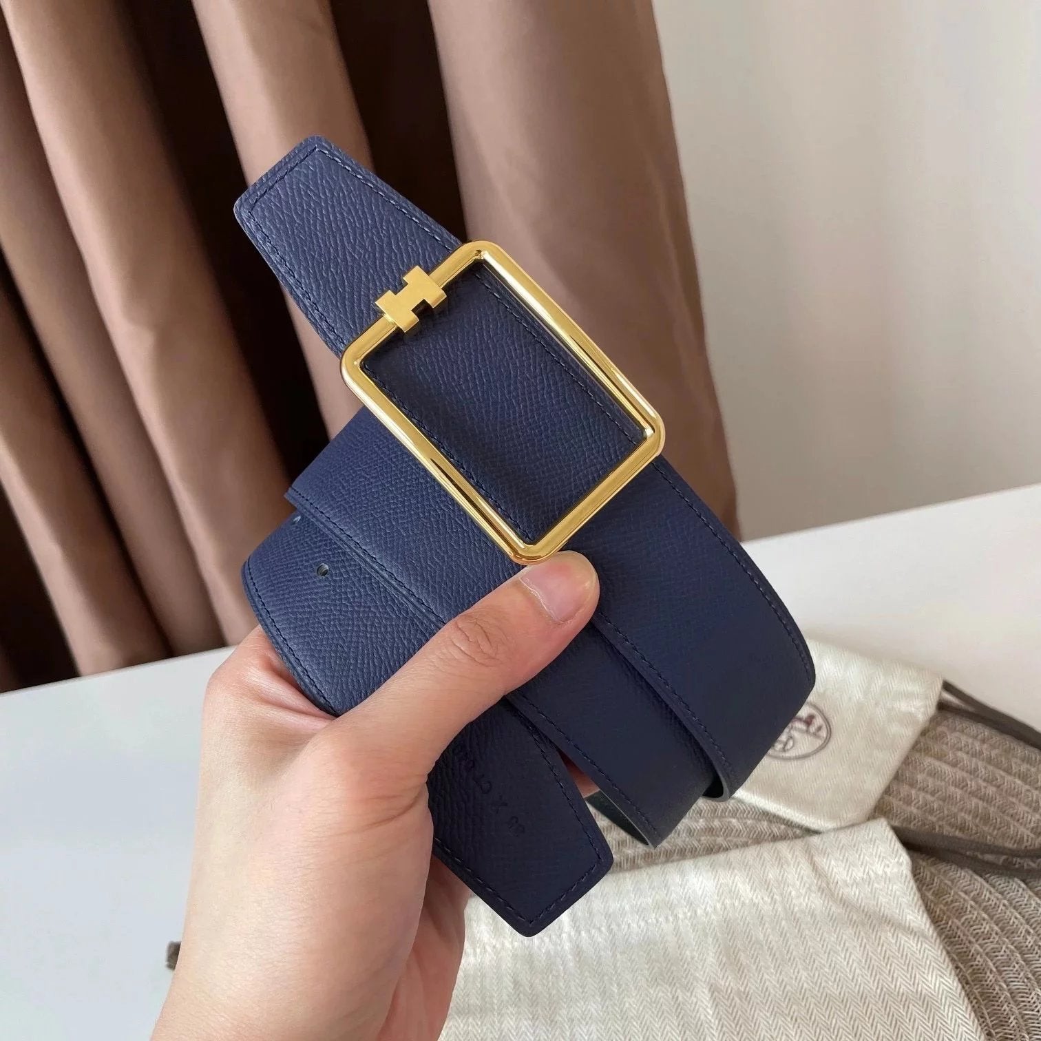 Hermes Belt Top version 【Spot High Quality】New H Buckle Men's Leather Belt Genuine Leather Head Business Man's Belt Imported First Layer Cowhide Leather Pure Steel Buckle