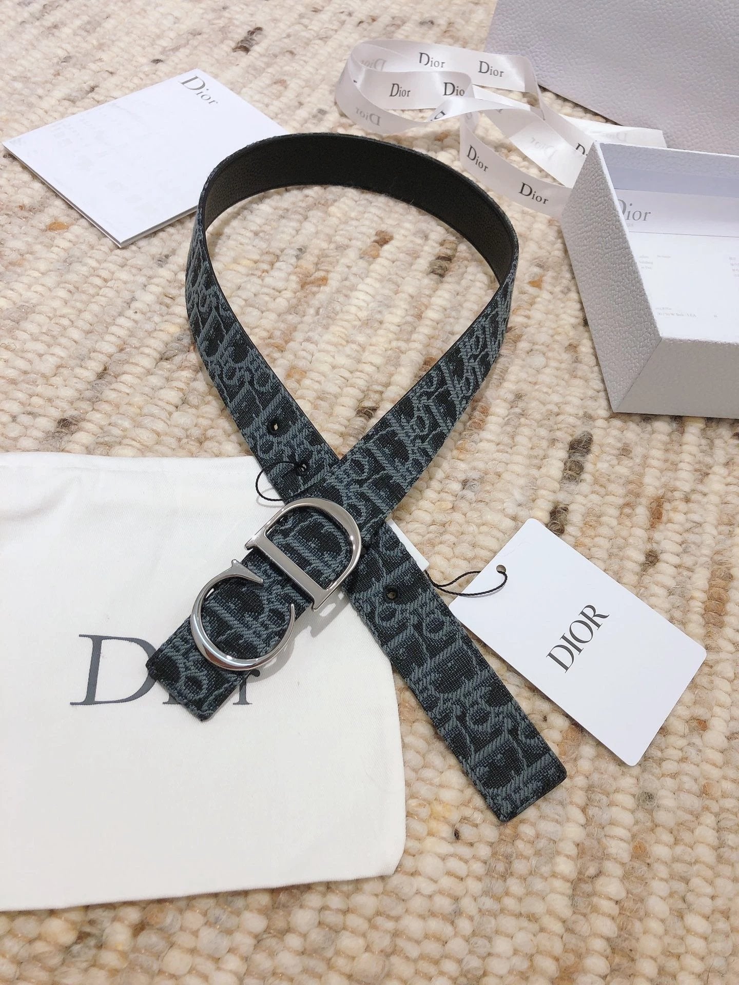 Dior Belt Top version Universal Belt Width for Men and Women3.5cm Counter Full Set of Packaging Original Leather Material Classic Presbyopic Full Printed Canvas Full Stand Leather Lychee Pattern Bottom Letter Buckle Support NFC Chip Scanning
