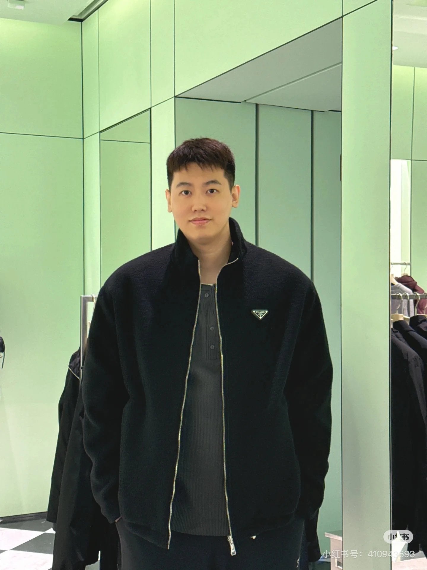 PRADA Jackets Triangle Logo Reversible Fleece Jacket for Men and Women, New Autumn Winter Sports Casual Loose Fit Versatile