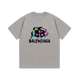 Balenciaga T-shirt Colorful Graffiti Letter Print Logo Logo Crew Neck Short Sleeve25ss New Pure Cotton Unisex Style T T-shirt OS Loose Fit Base Shirt Top Half Sleeve T-Shirt