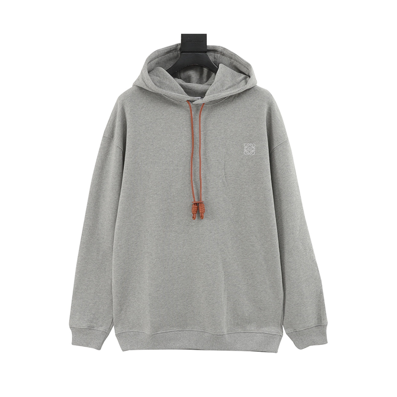 LOEWE Hoodie Leather Drawstring Embroidery logo Hooded Sweater for Men and Women