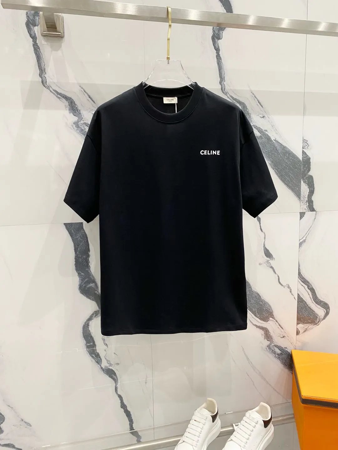 Celine T-shirt Chest Small Logo Letter Print logo round Neck Short Sleeve25ss New pure cotton T Unisex T-Shirt OS Loose Fit Base Shirt Top Half Sleeve T-Shirt