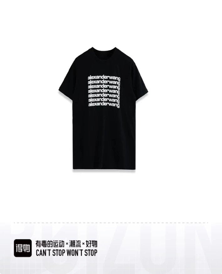 Alexander Wang T-shirt Top Version Puff Print Men's and Women's Casual Short Sleeve T Summer Fashion T-shirt