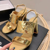 Chanel Shoes Spring/Summer New Classic Rhombus High Heel Sandals
Material Worker：Artistic Lamb Leather Stitching Patent Leather Lining Is Sheepskin Material Super Soft Very Soft Comfortable Italy A Grade Dyed Transparent Leather Outsole➕Post-Electric Plat