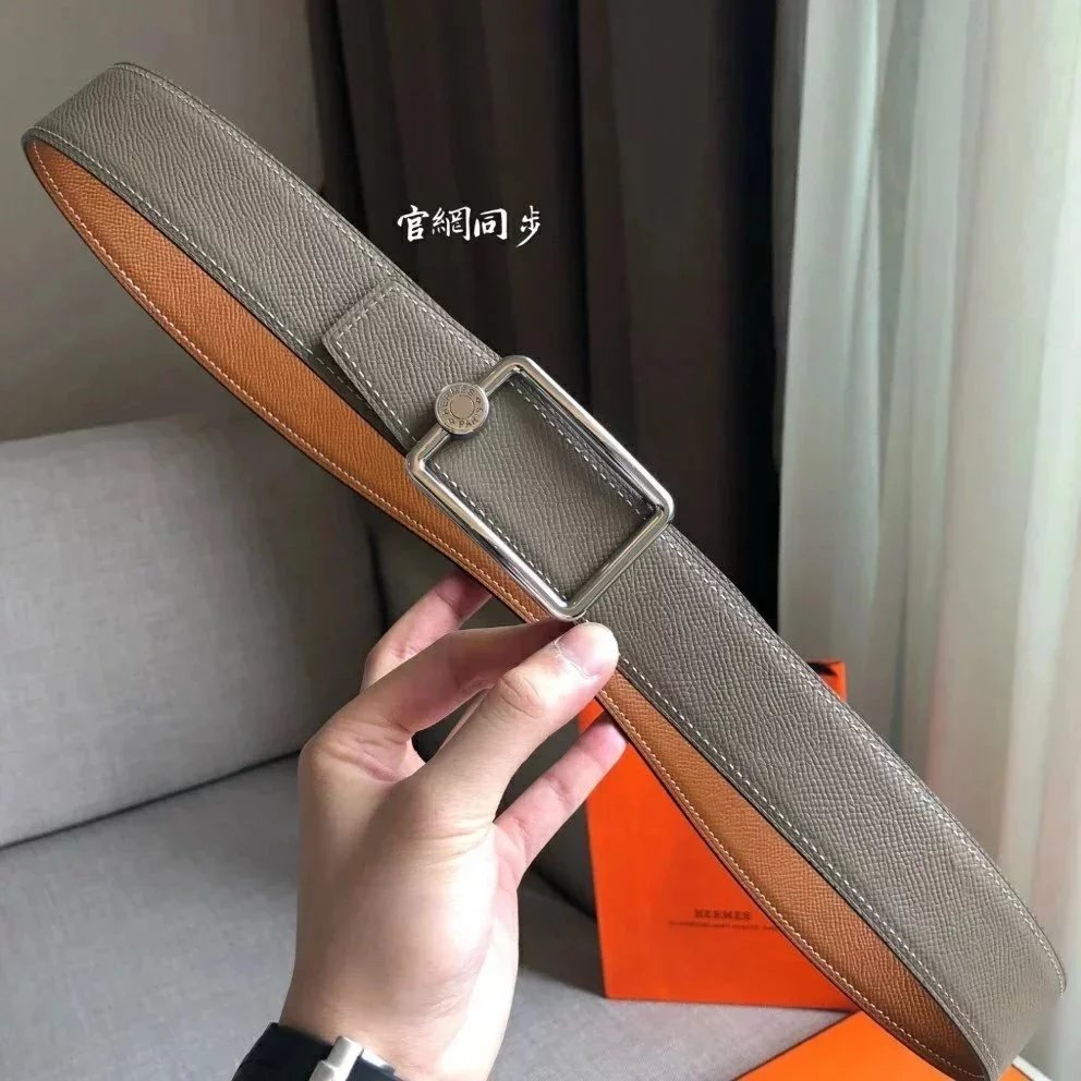 Hermes Belt Top version Men H Buckle Leather Calfskin Business Casual Double-Sided Available Belt