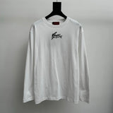Gucci T-shirt Early Autumn Signature Print Knit Cotton Long Sleeve T Casual Loose Round Neck Pullover Base Shirt Os Unisex Pure Cotton Sweatshirt Inner Layer24ss Autumn and Winter New Products