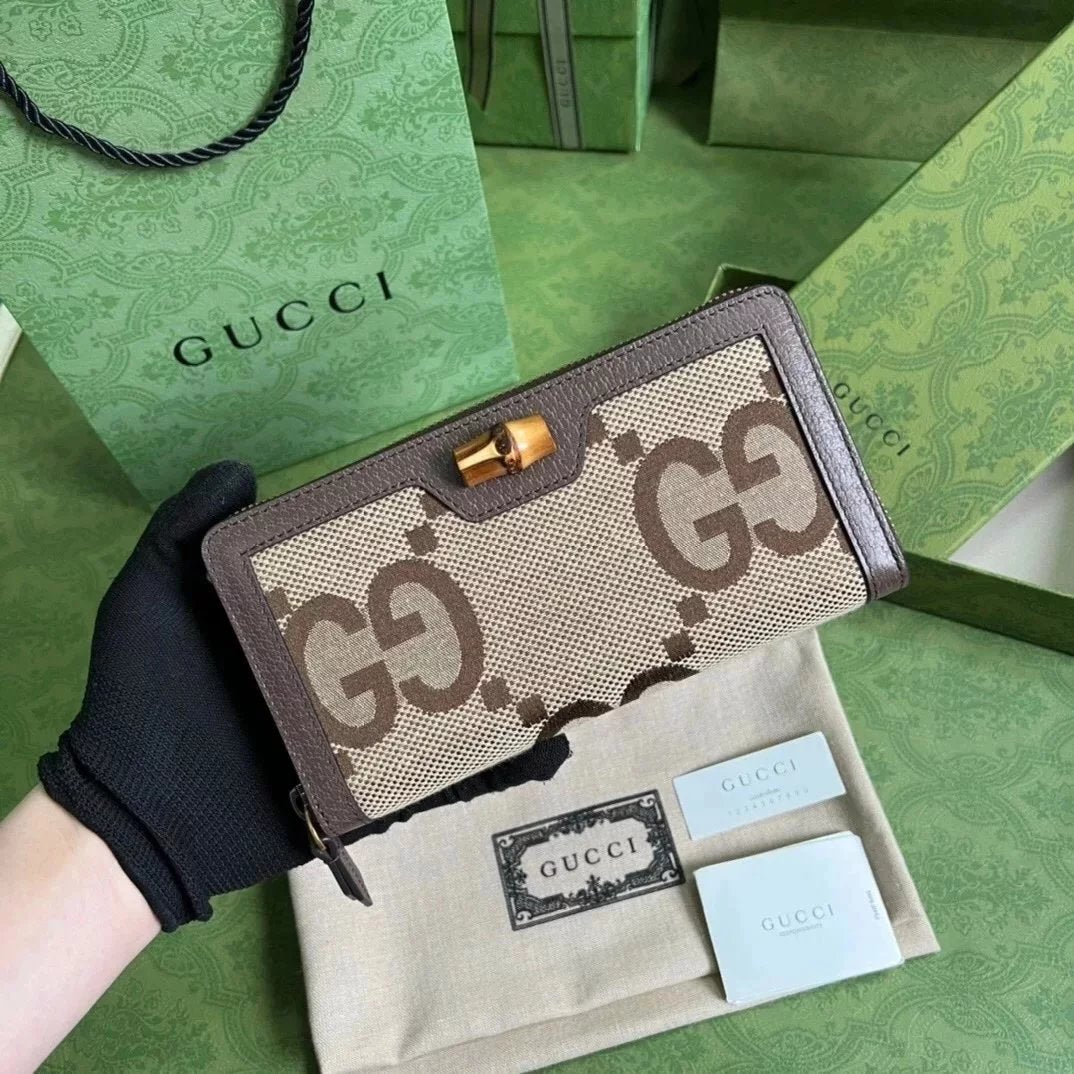 Gucci Wallet Top version 【Original Leather Quality】New Bamboo Handle Bag Wallet Short Wallet Card Holder Long Purse Wallet Women's Wallet Long Wallet