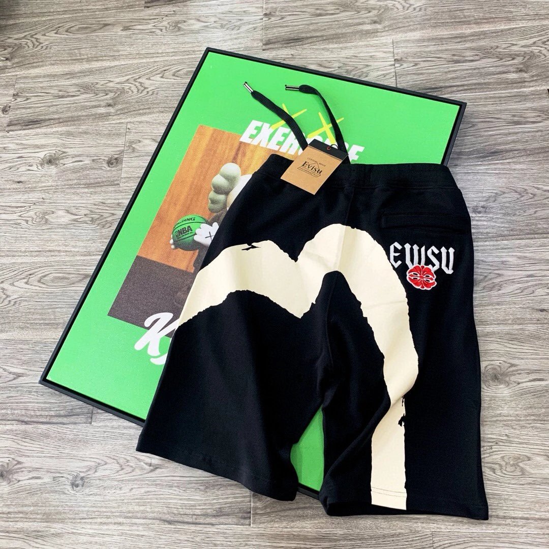 Evisu Shorts Top Version Counter Same Style Men's and Women's New Tide Brand Trendy Casual Sports Pants Fifth Pants2024Summer shorts