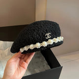 Chanel Hat Casual Hat High Quality Fashion Fashion Brand
2024New Pearl Decoration Beret Workmanship No Details Let Go Genuine Goods Open Version Counter One to One