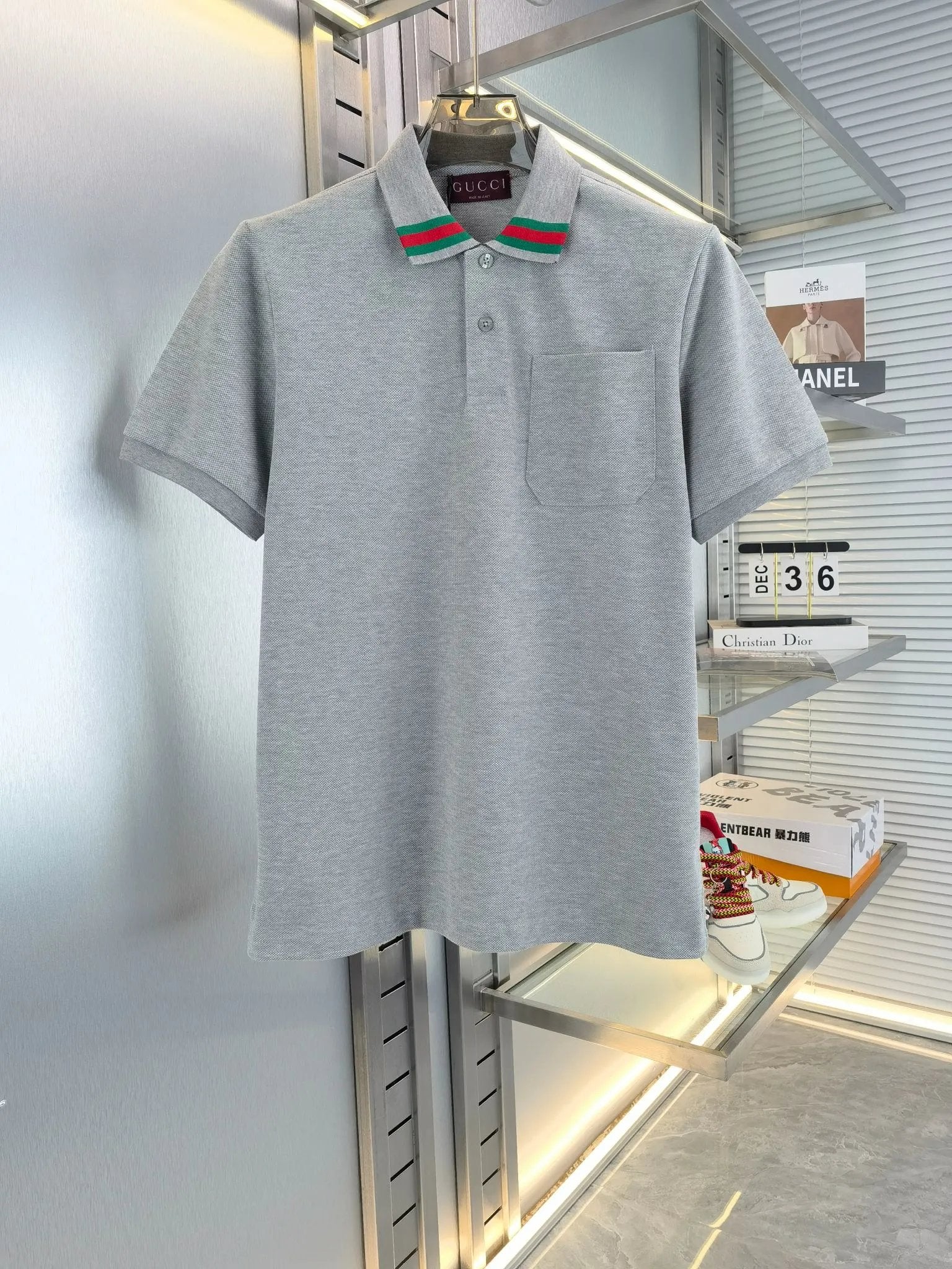 Gucci T-shirt Color-block Striped Collar logo Embroidery POLO Shirt Lapel Short Sleeve25ss New Unisex Style OS Loose T Summer Half Sleeve Business Shirt Plus Size T-Shirt