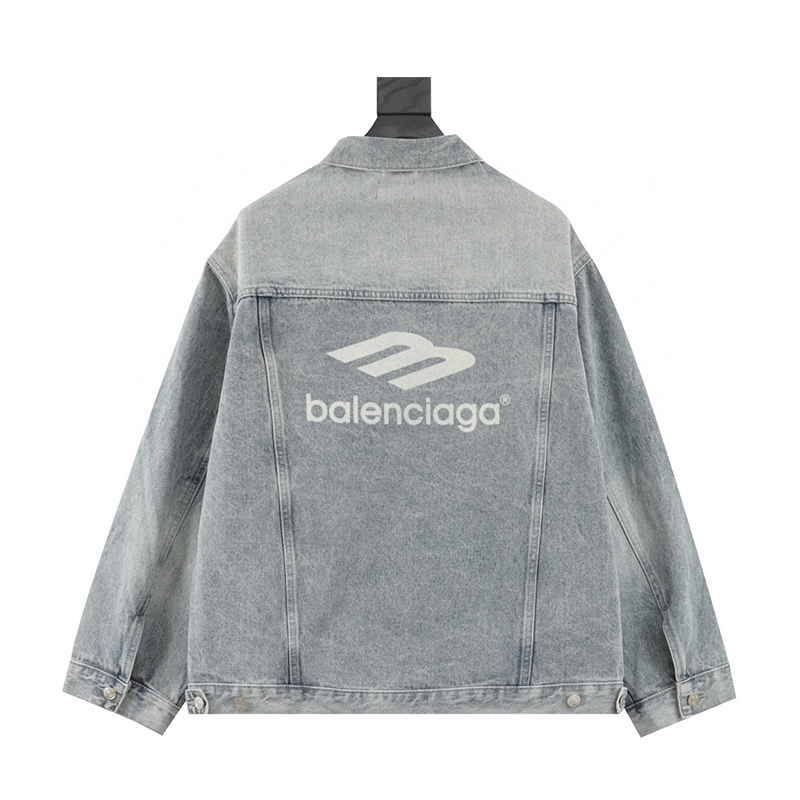 Balenciaga Jackets Double Ditch LOGO Printed Washed Jacket for Men and Women