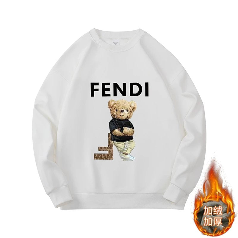 FENDI Hoodie 24New Cartoon Bear Printed round Neck Long Sleeve Bottoming Shirt Women's Sweater Men