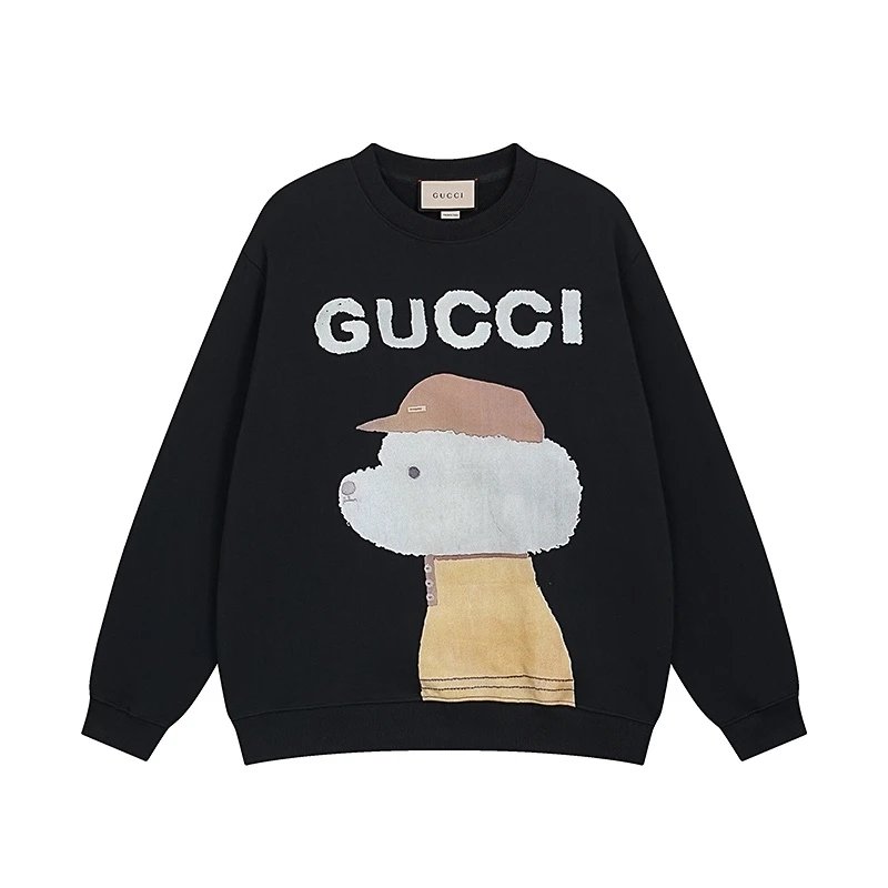 Gucci Hoodie Bear logo Printed Crewneck Sweatshirt Long Sleeve Base Shirt Outerwear Trendy Unisex Sports Casual Loose Fit Versatile New Autumn Winter Collection