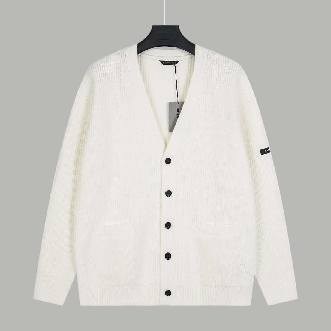 Balenciaga Sweater Solid Color Knitted Cardigan Sweater Coat Unisex Long Sleeve Soft Lazy Style OS Loose fit