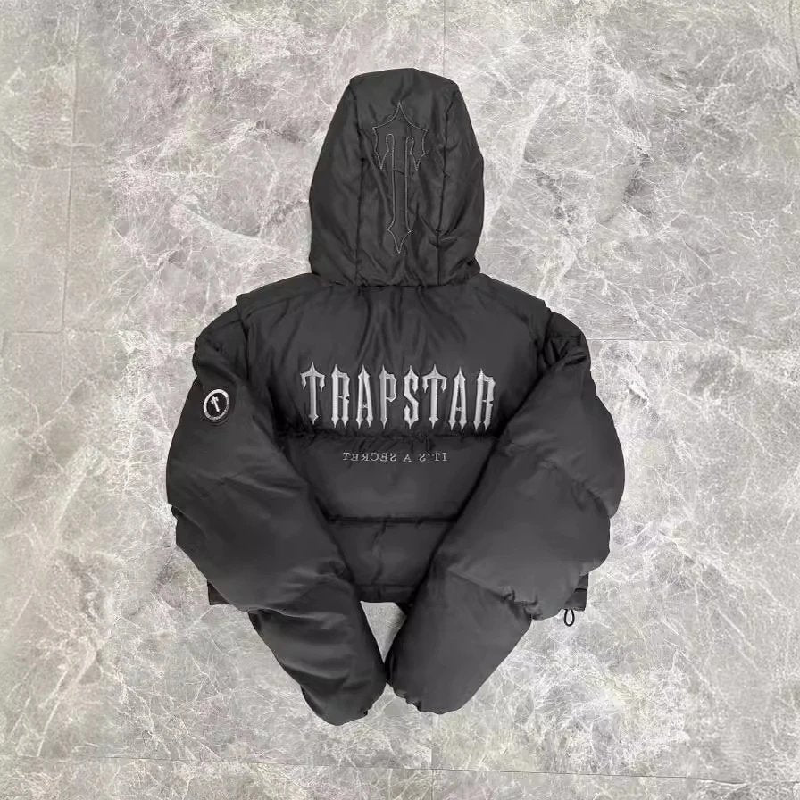 Trapstar Down Jackets Vests New Black Short Hood Cotton Coat Winter Thermal Wear Retro High Street Fashion Brand Retro