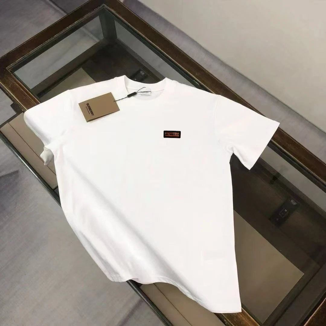 Burberry T-shirt Chest Letter Patch logo round Neck Short Sleeve25ss New Pure Cotton Unisex Style T T-shirt OS Loose Fit Base Shirt Top Half Sleeve T-Shirt