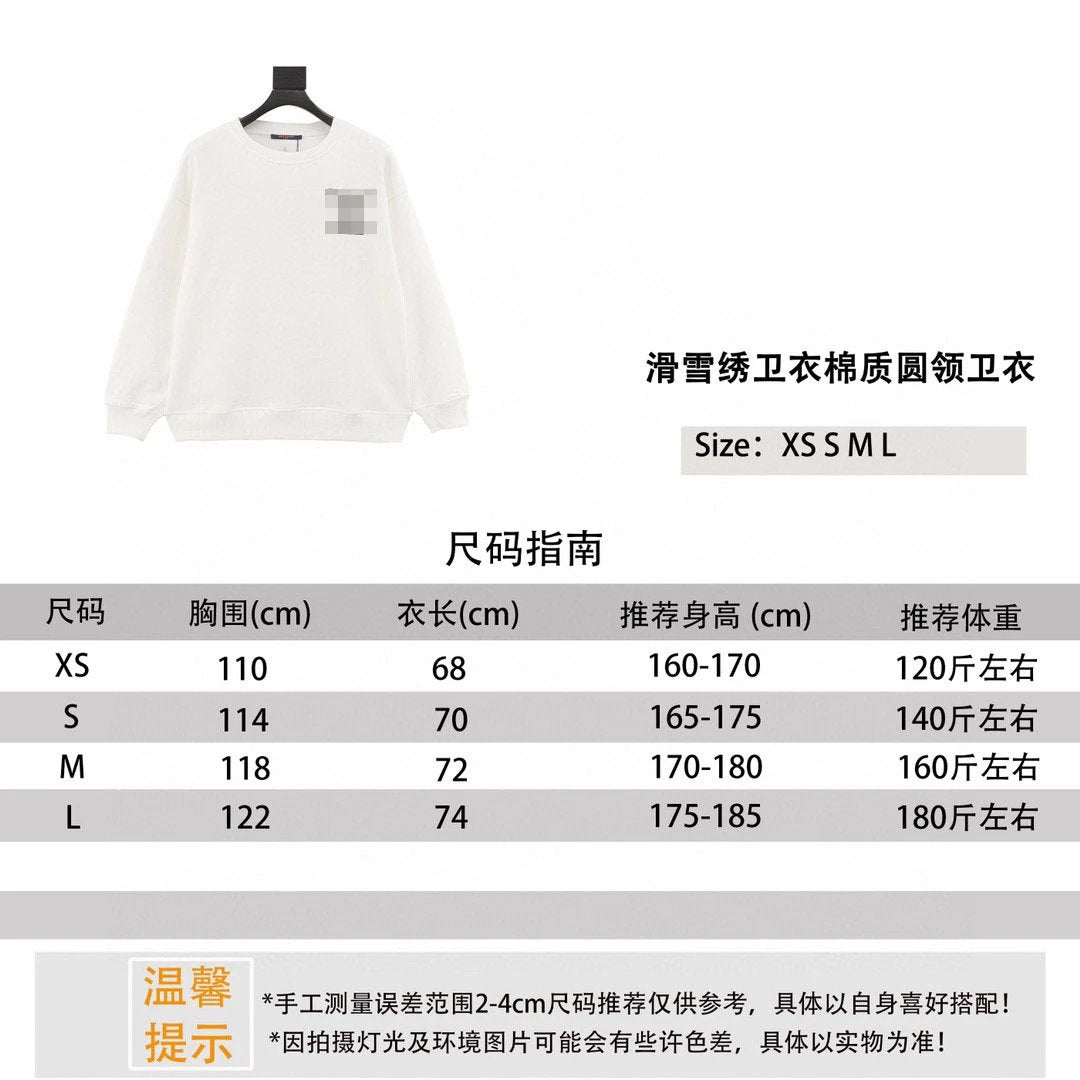 Louis Vuitton LV Hoodie 24Fw Ski Embroidered Sweater Cotton round Neck Sweater for Men and Women