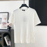 FENDI T-shirt Full Body Double F Texture logo round Neck Short Sleeve25ss New Pure Cotton Unisex Style T Casual T-Shirt Base Layer Shirt OS Loose Fit Half Sleeve Top Plus Size