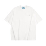 PRADA T-shirt Classic Triangle Badge Logo on the Chest logo round Neck Short Sleeve25ss New pure cotton T Unisex T-Shirt OS Loose Fit Base Shirt Top Half Sleeve T-Shirt