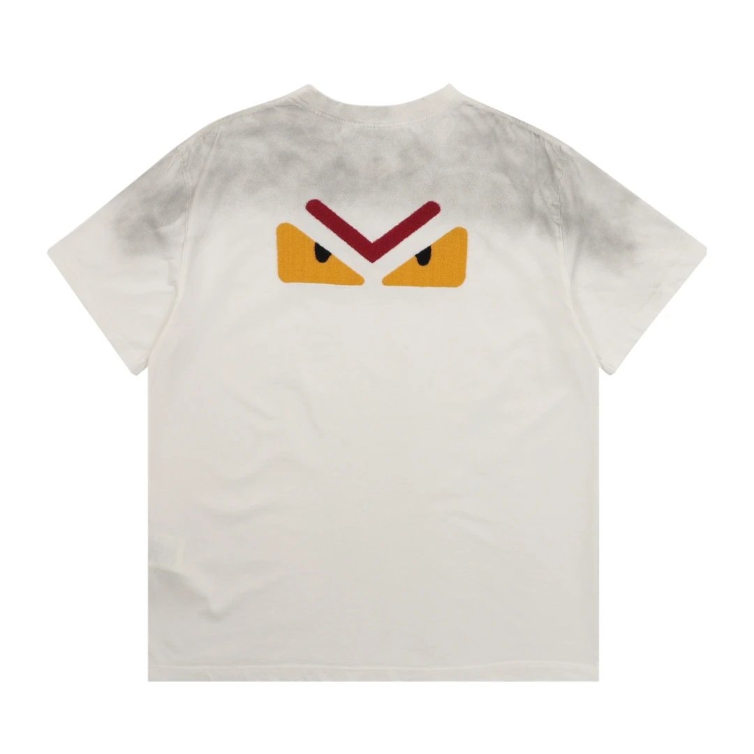 FENDI T-shirt Front and back eye embroidery logo round Neck Short Sleeve25ss New Pure Cotton Unisex Style T Casual T-Shirt Base Layer Shirt OS Loose Fit Half Sleeve Top Plus Size