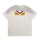 FENDI T-shirt Front and back eye embroidery logo round Neck Short Sleeve25ss New Pure Cotton Unisex Style T Casual T-Shirt Base Layer Shirt OS Loose Fit Half Sleeve Top Plus Size