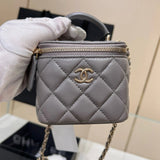 Chanel Women's Bag Top version 【Original Leather Upgraded Version】Home New24P New Color Box Bag Series Original Sheepskin Bag Lipstick Pack Cosmetic Bag Small Box Bag Box Bag Intrazone Mirror Bag Style New Women Bag Handle Box Bag Leisure Bag Shoulder Bag