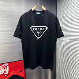 PRADA T-shirt Classic Chest Print log round Neck Short Sleeve25ss New Pure Cotton Unisex Style T Casual T-Shirt Base Layer Shirt OS Loose Fit Half Sleeve Top Plus Size