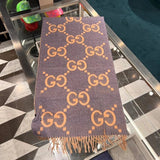 Gucci Scarf Autumn and Winter New Light Color Classic Full Printed Large logo Tassel Cashmere Wool Scarf