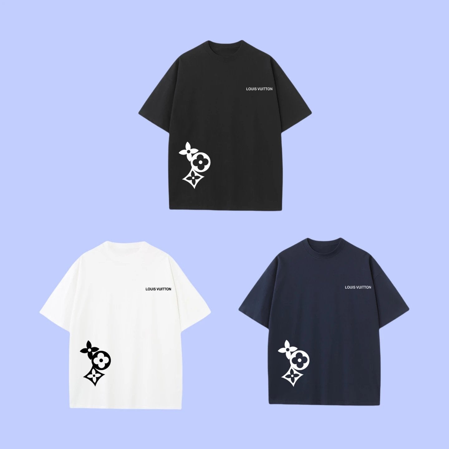 Louis Vuitton LV T-shirt Pre-printed Floral Pattern logo round Neck Short Sleeve25ss New Pure Cotton Unisex Style T T-shirt OS Loose Fit Base Shirt Top Half Sleeve T-Shirt