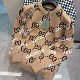Balenciaga Sweater Collaboration Crew Neck Sweater Knit Long Sleeve Pullover Thickened Lazy Style OS Loose Fit Casual Jacket for Men and Women, Versatile Inner Layer