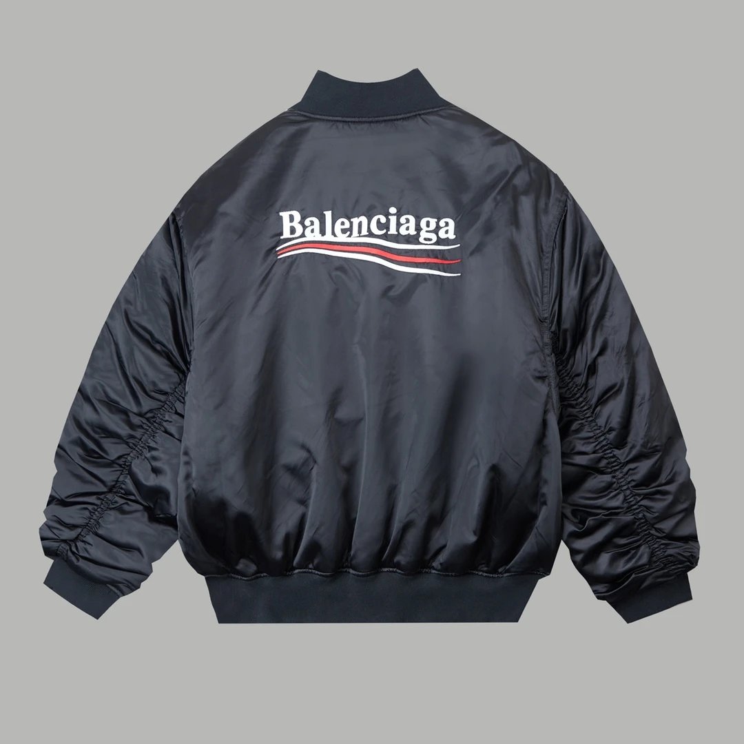 Balenciaga Down Jacket Coke Embroidered Baseball Flight Cotton Jacket Casual Loose Stand Collar Cotton Coat Cardigan Outerwear os Unisex Sports Tracksuit24ss Autumn and Winter New Products