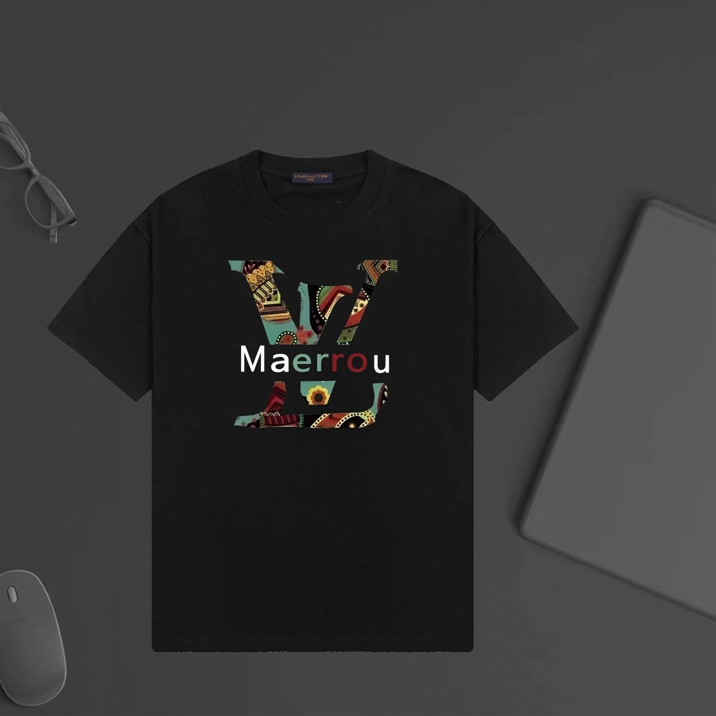 Louis Vuitton LV T-shirt Chest Patchwork Letter Print logo round Neck Short Sleeve25ss New pure cotton T Unisex T-Shirt OS Drop Shoulder Loose Fit Base Shirt Top T-Shirt Short Sleeve