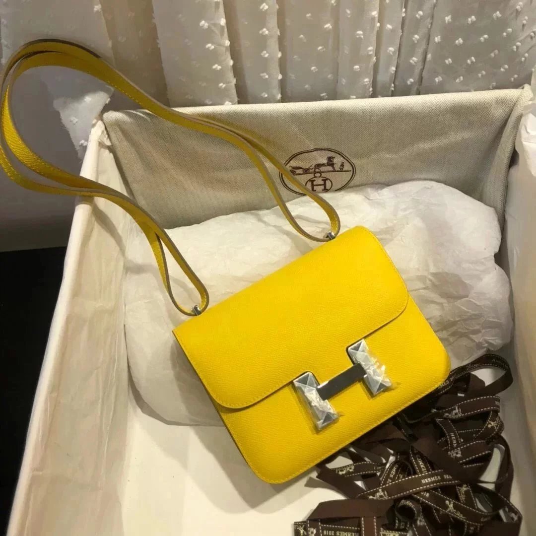 Hermes women's bag Top version 【H Handmade Custom】Stewardess Bag Constance Bag constance Silver Buckle Gold Buckle EP Women's Leather Crossbody Shoulder Bag2424