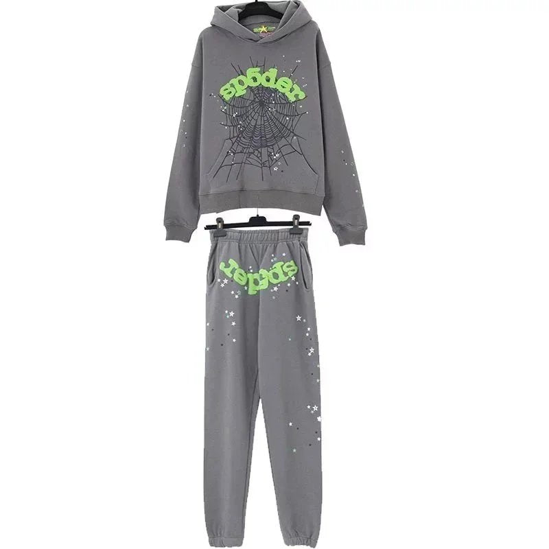 Sp5der Hoodie Fashion Brand Fall Winter Fashion Hooded Sweater Set Sweatpants