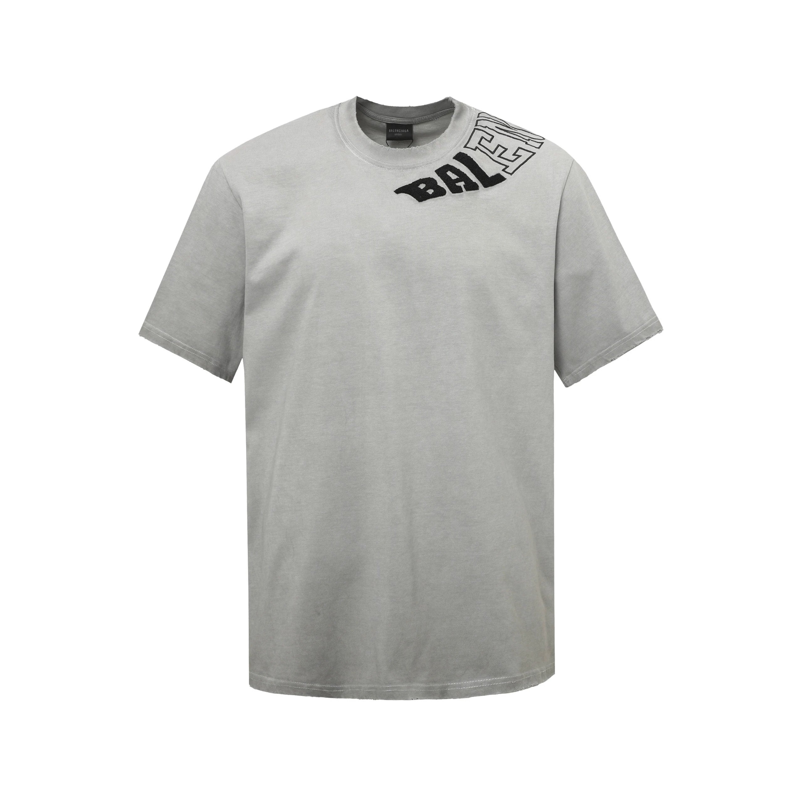 Balenciaga T-shirt Collar Letter Towel Embroidery logo round Neck Short Sleeve25ss New Pure Cotton Unisex Style T T-shirt OS Loose Fit Base Shirt Half Sleeve T-Shirt Top Half Sleeve