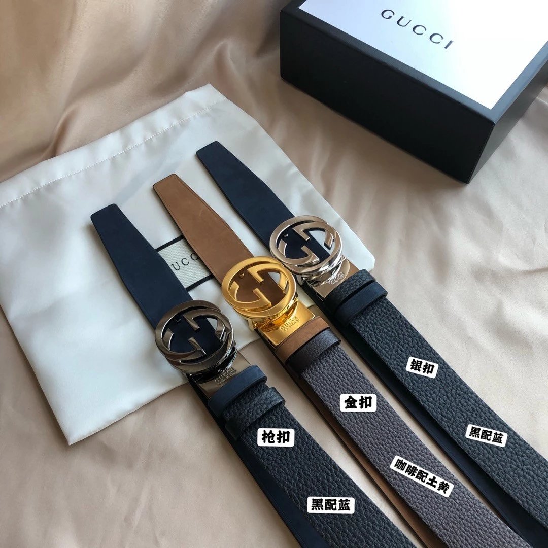 Gucci Belt Top version New Original Single Men's Belt Leather Belt Man Pair g Belt Men's Fashion Casual Original Leather Gujia Belt GG Home Pant Belt Male Gucci Gucci Men's Belt Ferragamo3.5