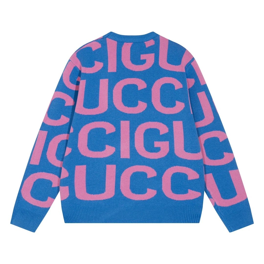 Gucci Sweater Double G Full Printed Wool round Neck Sweater Long Sleeve Thicken Lazy Style Men's and Women's Same Loose Knitted Jacket Outer and Inner Wear All-Matching Casual