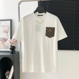 Louis Vuitton LV T-shirt Leather Pocket logo round Neck Short Sleeve25ss New Pure Cotton Unisex Style T Casual T-Shirt Base Layer Shirt OS Loose Fit Half Sleeve Top Plus Size