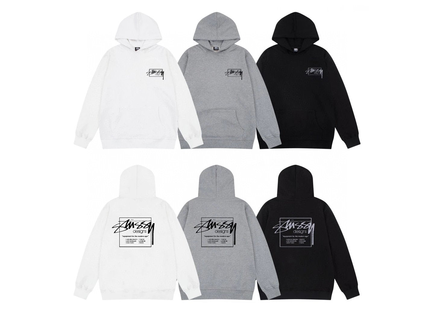 Stussy Hoodie Top Version American High Street Hooded Sweater Same Earrings for Couple Fashion Brand Trend Graffiti Black Eight Dice