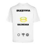Balenciaga T-shirt Back Letter Phone Signal Symbol Print logo round Neck Short Sleeve25ss New pure cotton T Unisex T-Shirt OS Loose Fit Base Shirt Top Half Sleeve T-Shirt