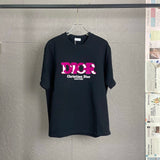 Dior T-shirt Front Color-Block Letter Print logo round Neck Short Sleeve25ss New pure cotton T Unisex T-Shirt OS Loose Fit Base Shirt Top Half Sleeve T-Shirt