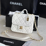 Chanel Women's Bag Top version 【Original Leather New High Version】Home New2022Autumn and Winter Lychee Pattern Cowhide Messenger Bag Square Bag Flap Bag Messenger Bag Home New Small Waste Bag Women's Messenger Bag Flap Bag