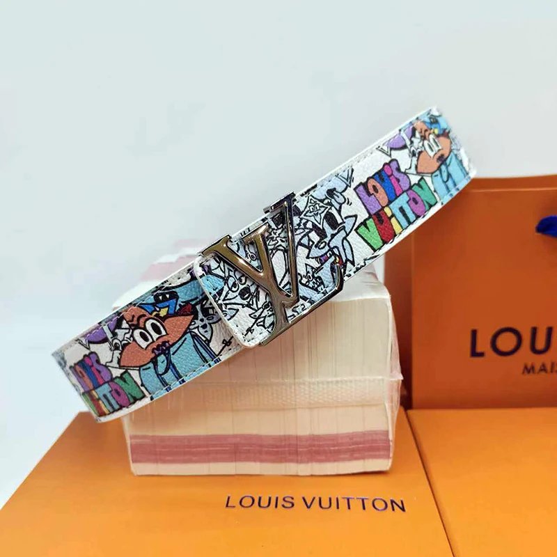 Louis Vuitton LV Belt Belt Men's Graffiti Casual All-Matching Men's Smart Guy Belt Trendy Brand Pant Belt Young Student Pants Belt